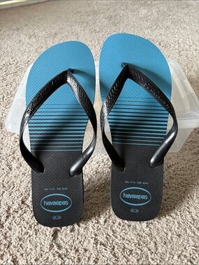 Havaianas Black Straps with Blue Footbed Flip Flops